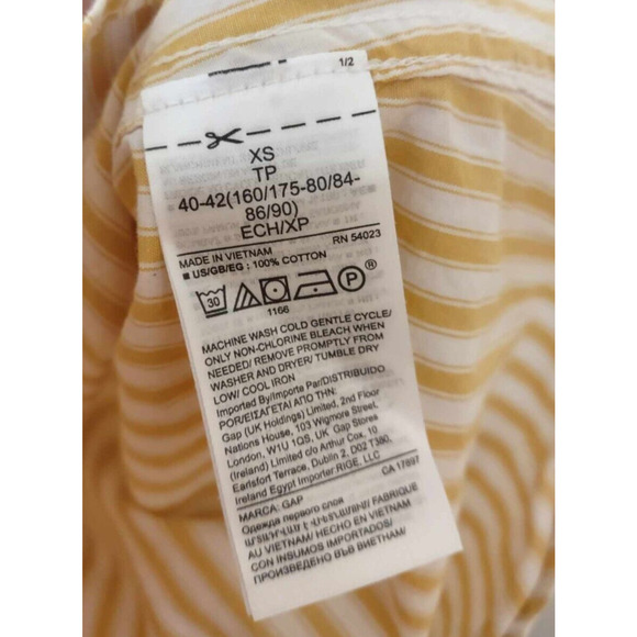 GAP | Women's Yellow & White Striped Button Up Shirt Size XS - Picture 4 of 5